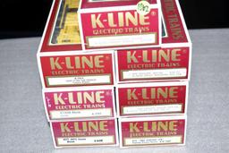 (7) K-Line Electric Trains: Box Cars, Reefers, NYC "20th Century LTD" Express Classic Reefer, Hopper