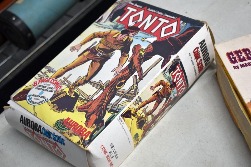 Aurora Comic Scenes Tonto Assembly Kit, Geronimo by Marx Movable Apache Indian in Box