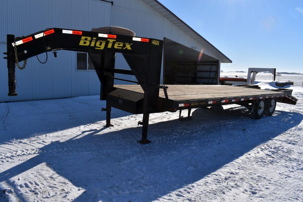 2013 Big Tex 20'x8' Gooseneck Trailer, 5' Dove Tail, Tandem Axle, Ramps, 15,000GVW, 16" Tires