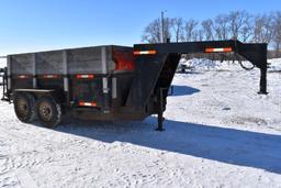 Gooseneck Hydraulic Dump Trailer, 12'x7', Tandem Axle, 14,000 GVW