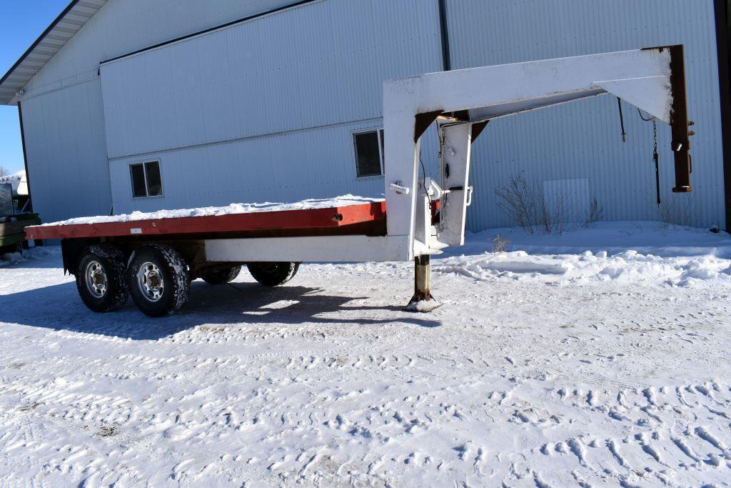 1975 HUMS Schuster Gooseneck Flatbed Trailer, 16'x8', Tandem Axle, 15,000 GVW