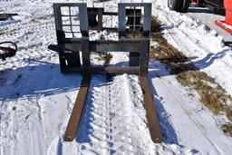 Walk Through Pallet Forks, 48", Skid Loader Plate