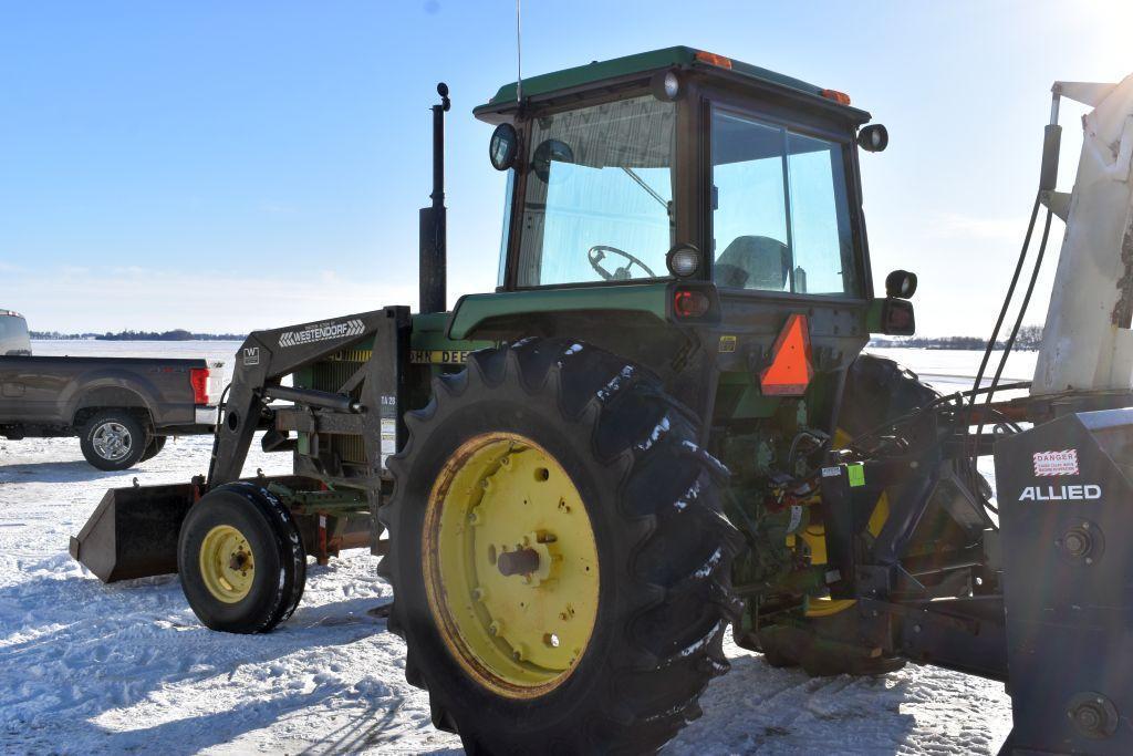 1978 John Deere 4240 Tractor, Westendorff TA28 Hydraulic Loader, Joystick, 84" Bucket, Pallet Forks