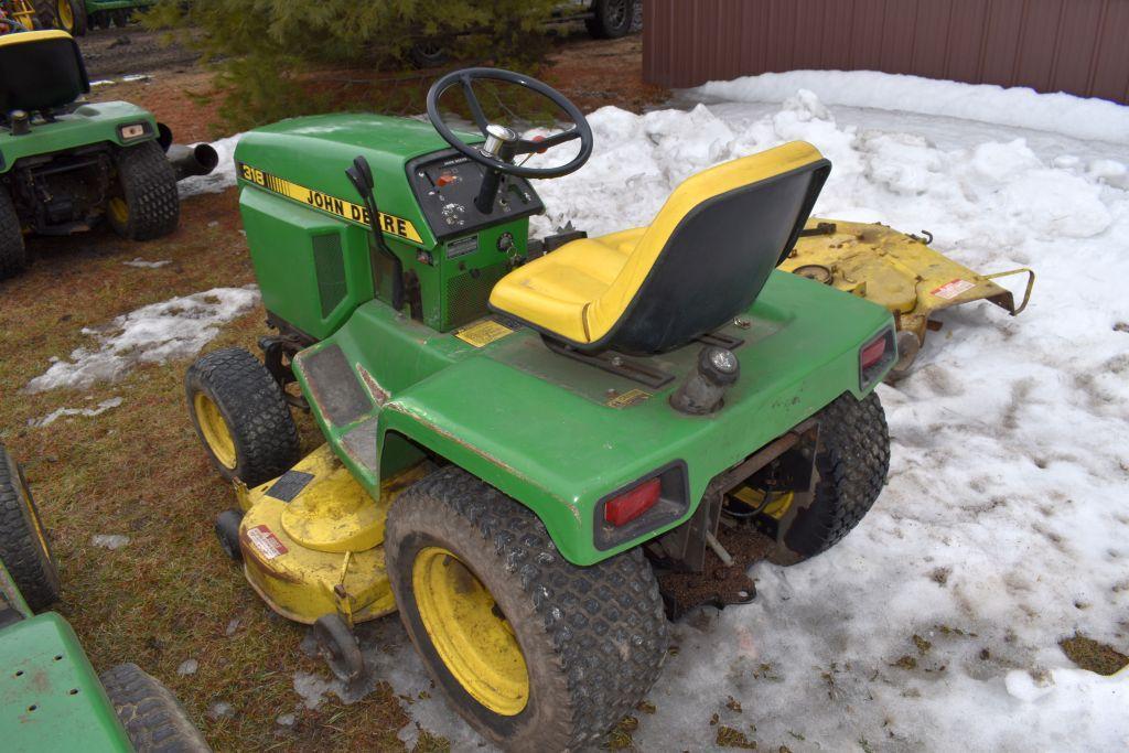 John Deere 318 Garden Tractor, 50" Deck, 1980 Hours Showing, Hydro, SN: M00318X366453,