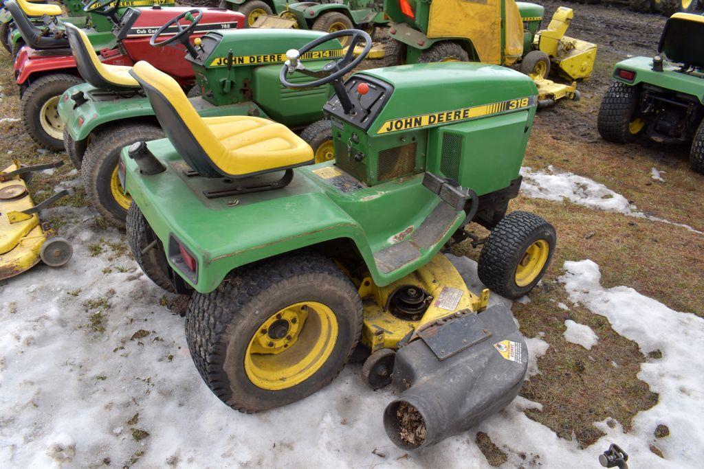 John Deere 318 Garden Tractor, 50" Deck, 1980 Hours Showing, Hydro, SN: M00318X366453,