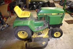 John Deere 318 Garden Tractor, 50" Deck, 1980 Hours Showing, Hydro, SN: M00318X366453,