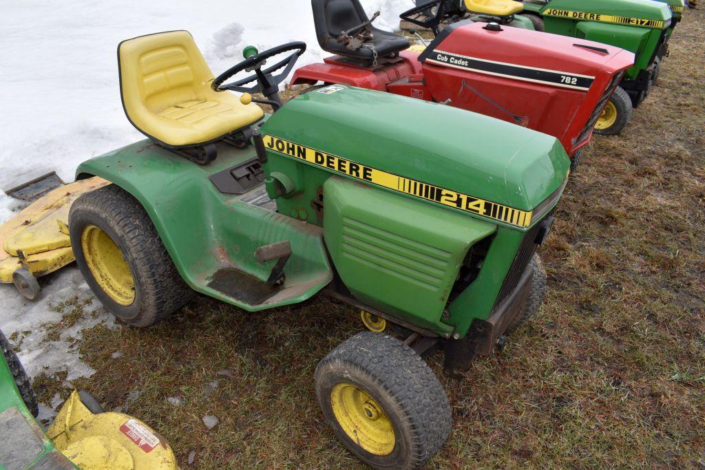 John Deere 214 Garden Tractor, 46" Deck, SN C214K 157415M, Unknown Condition