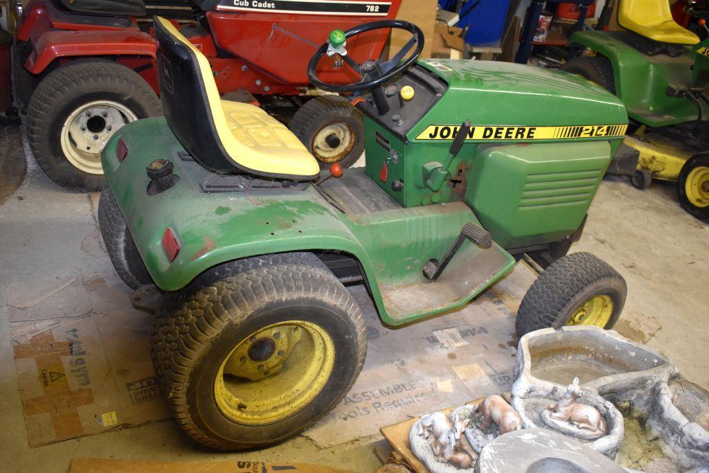 John Deere 214 Garden Tractor, 46" Deck, SN C214K 157415M, Unknown Condition