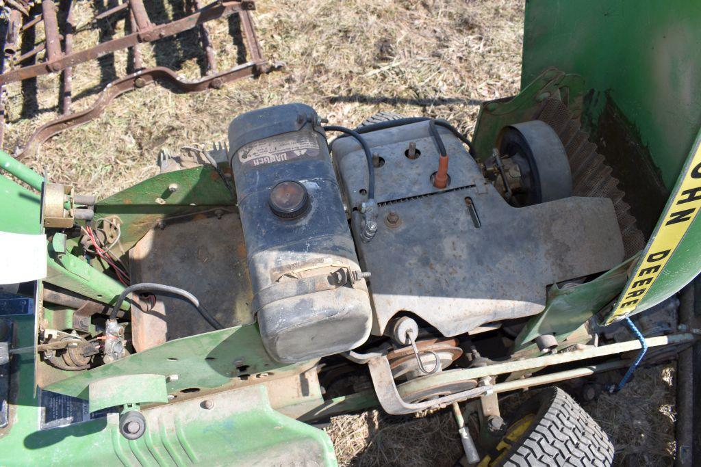 John Deere 112 Garden Tractor, 48" Broom, SN T0656 230167M, Unknown Condition