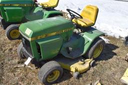 John Deere 212 Garden Tractor, 47" Deck, Electric Deck Lift, SN 0212H 098020M, Unknown Condition