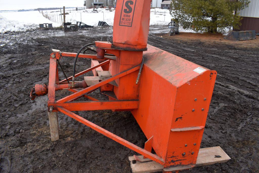 Raths Model 299RH Snowblower, 9', 3 Pt., Double Auger, Hyd. Spout, 540 PTO, SN 11283459