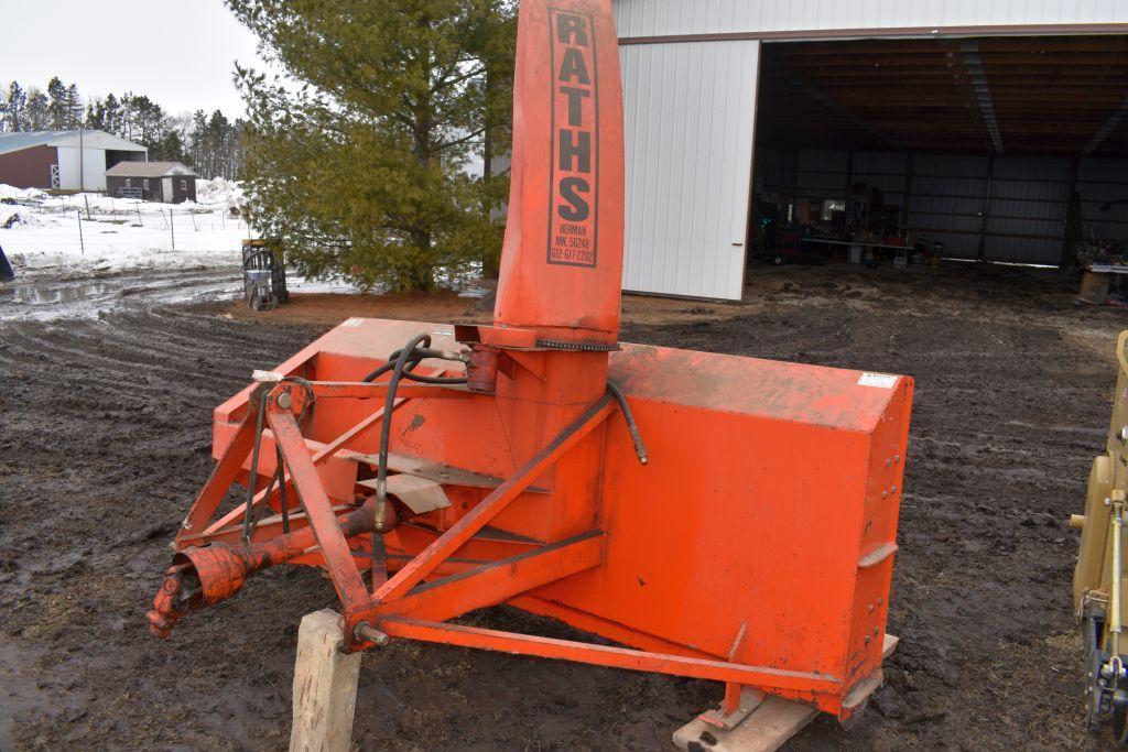 Raths Model 299RH Snowblower, 9', 3 Pt., Double Auger, Hyd. Spout, 540 PTO, SN 11283459