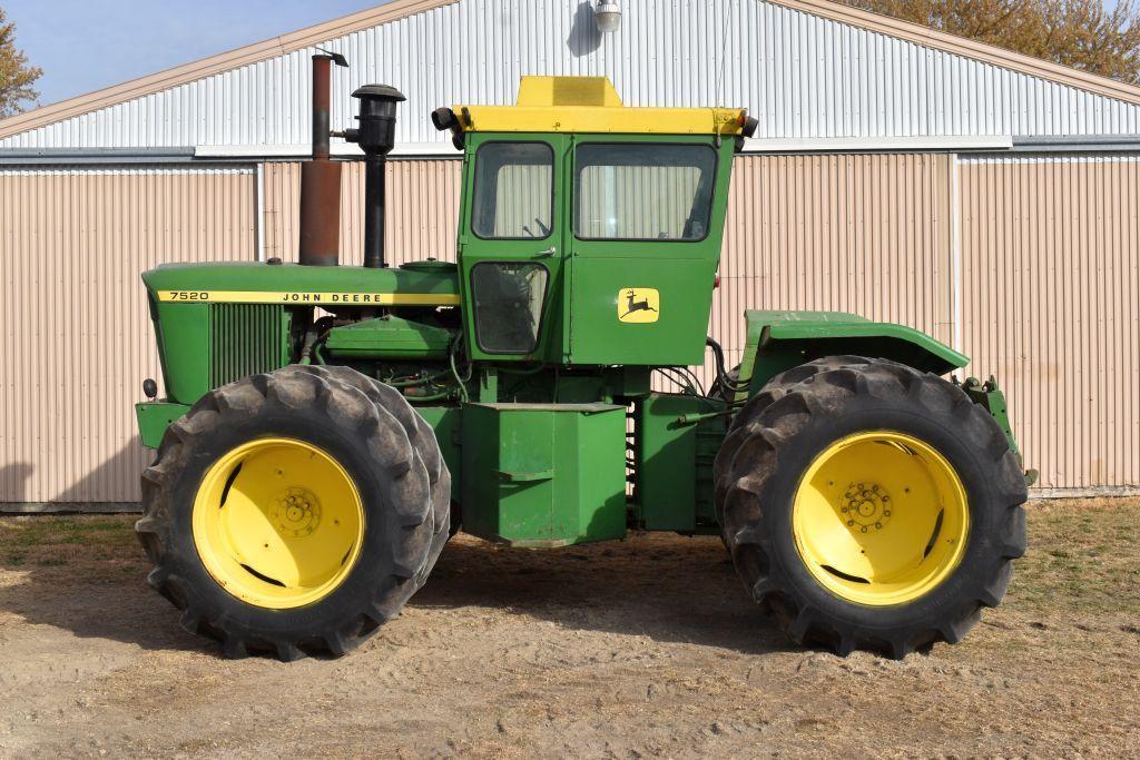 John Deere 7520 Tractor, 4x4, 6711 Hours, 3 Pt., 3 Hyd., Quick Hitch, 23.1x30 Main Tires, 18.4x34