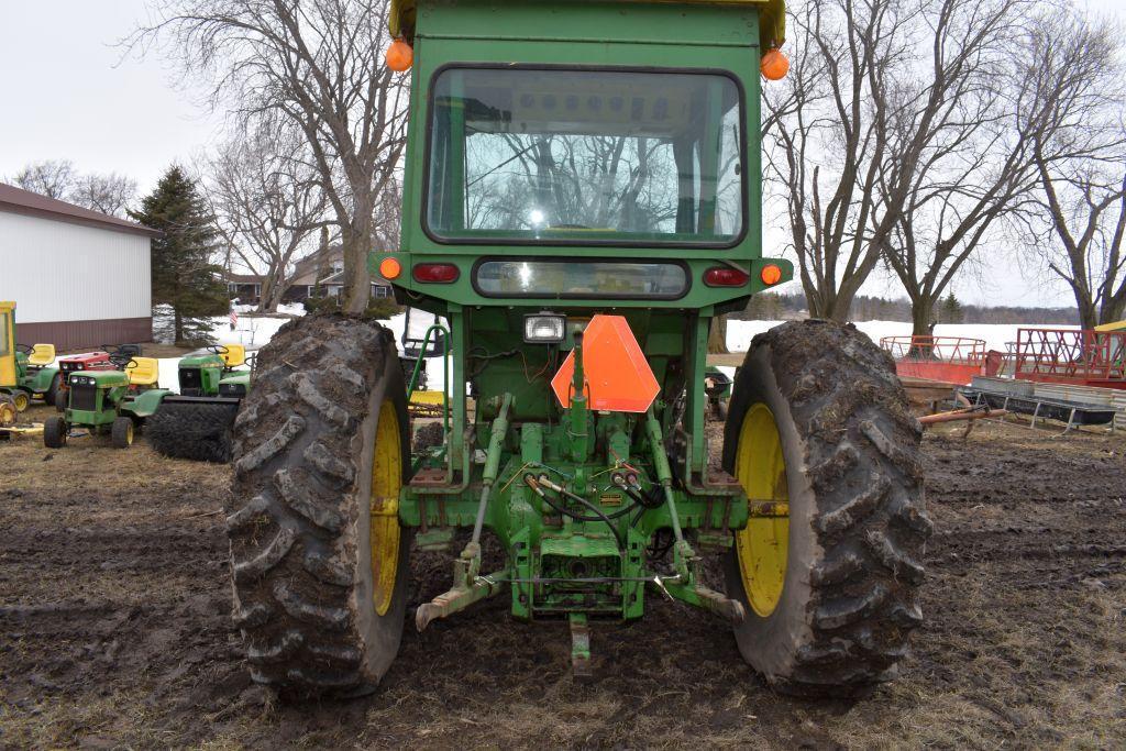 John Deere 4000 Gas Tractor, 3928 Hours, John Deere 158 Loader, 18.4x34 Tires, 3 Pt., 2 Hyd.,