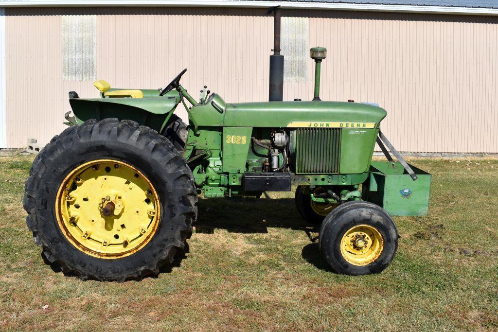 John Deere 3020 Gas Tractor, 1517 Hours Showing, 16.9x34 Tires, 2 Hyd., WF, Rock Box, New Style