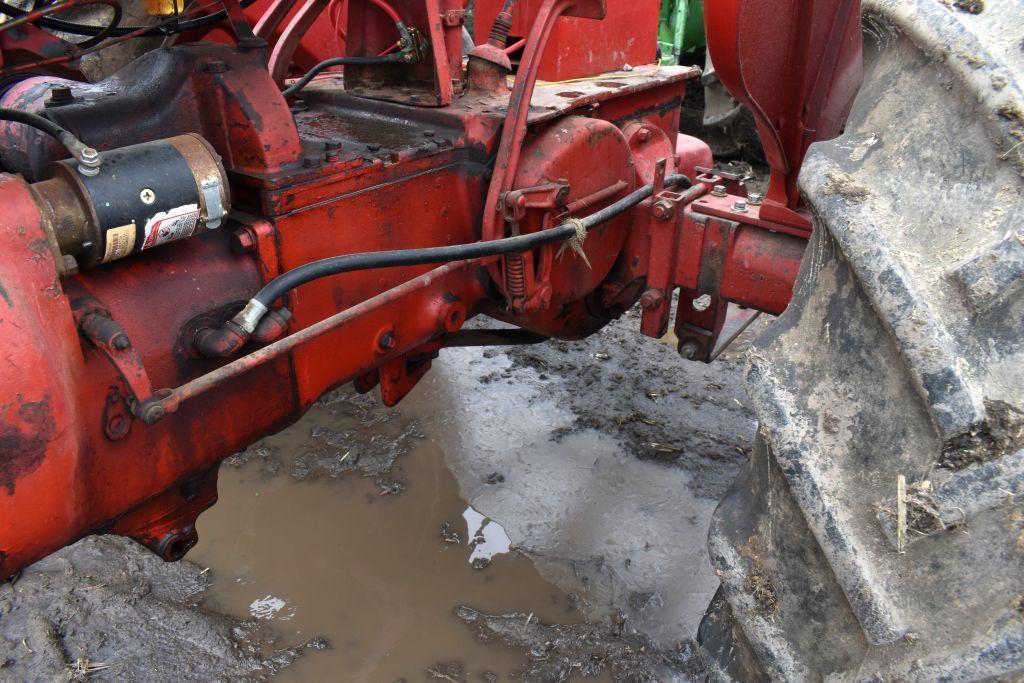 Farmall M Tractor, Fenders, Belt Pulley, 15.5x38 Tires, Wheel Weights, SN 222321x1, Motor Free,