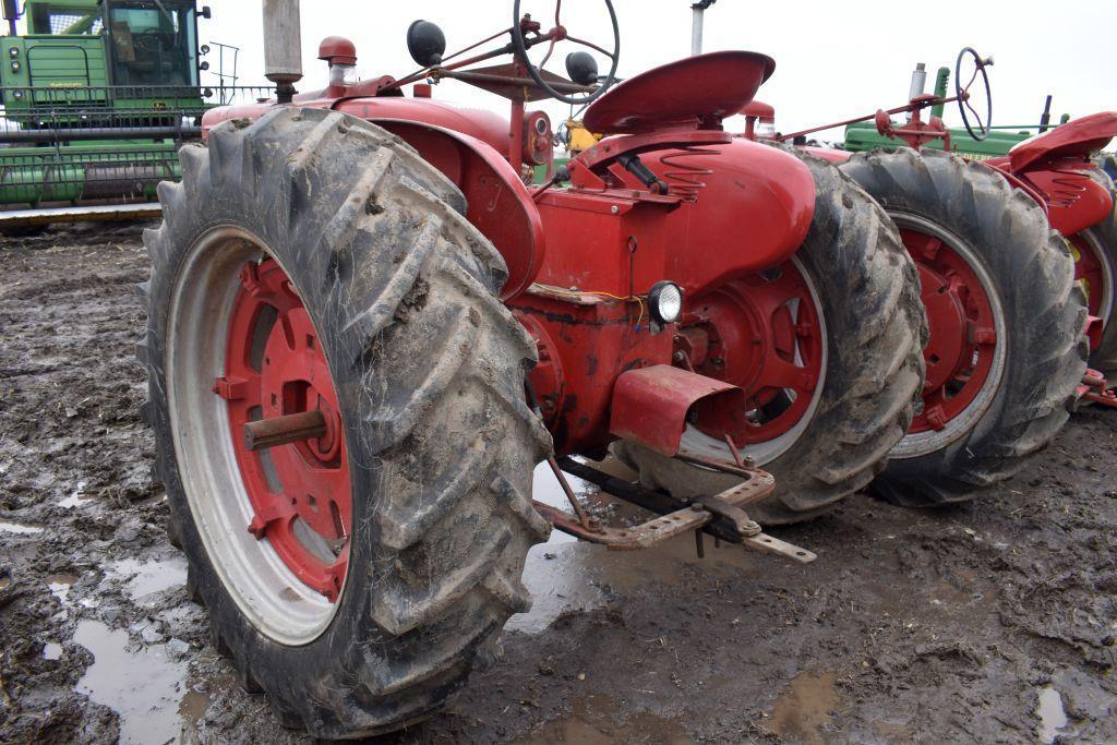 Farmall M Tractor, Fenders, Belt Pulley, 15.5x38 Tires, Wheel Weights, SN 222321x1, Motor Free,