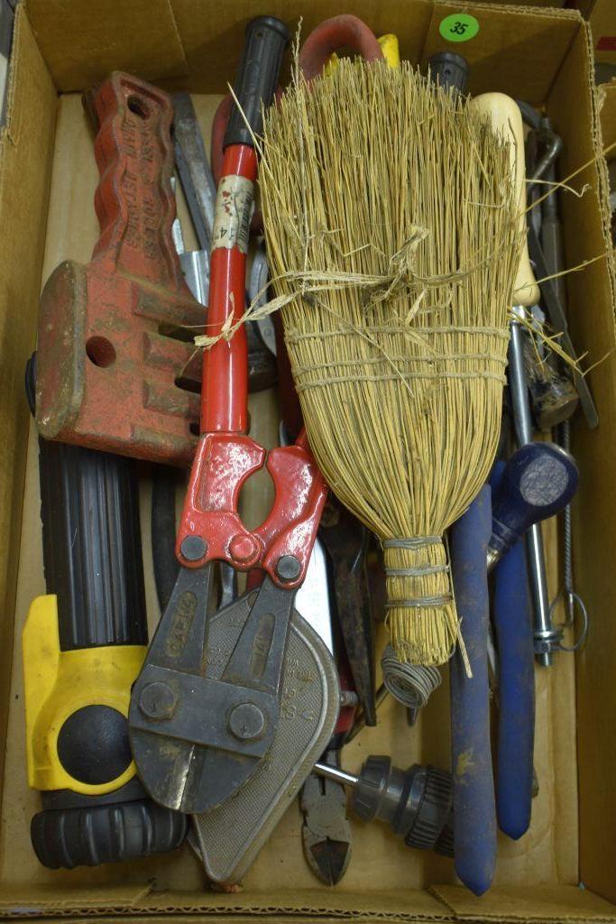 Assorted Tools: Bolt Cutter, Tin Snips, Chalk Line, Flashlight, Files, Punches