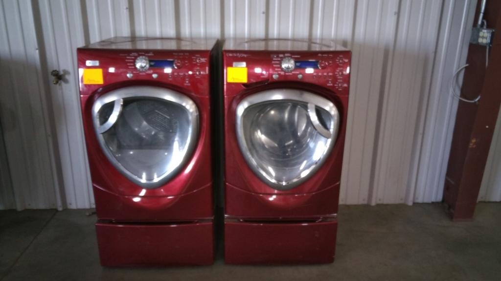 GE Profile Hydro Washer and Dryer w/ Pedestals