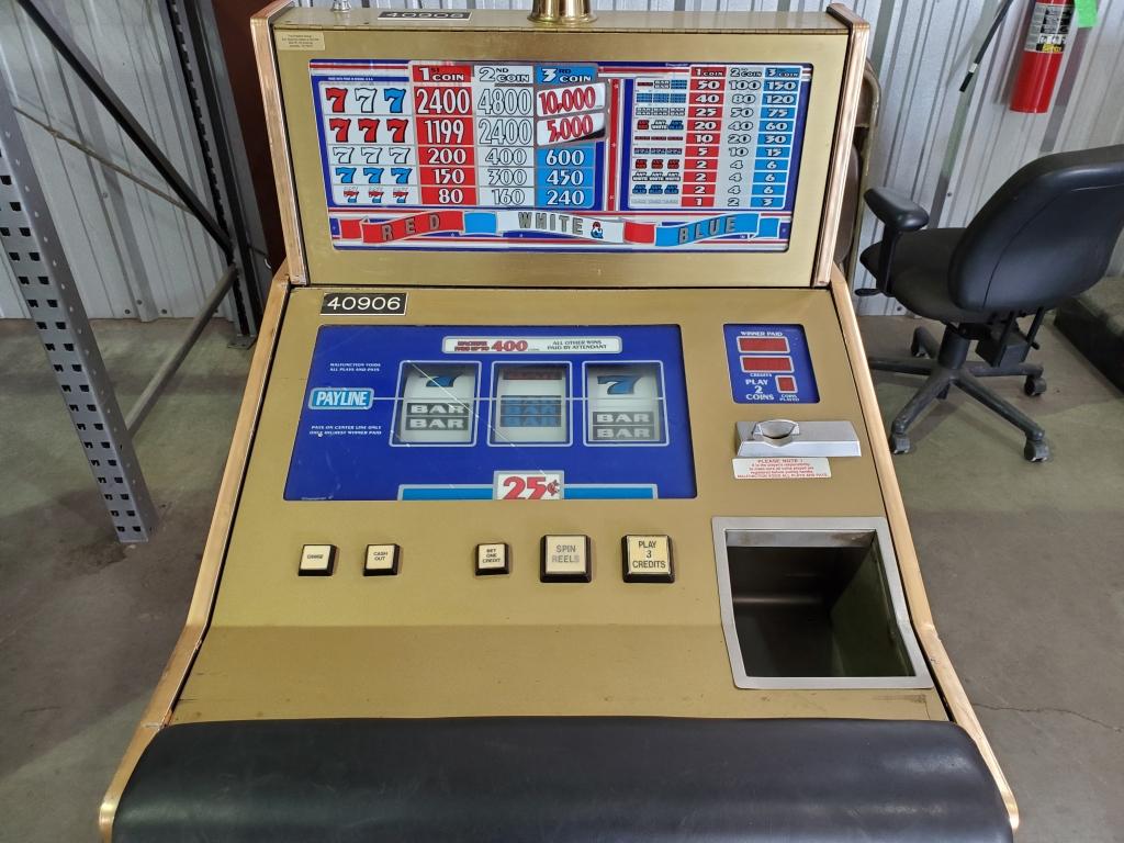 Red White And Blue Electronic Slot Gaming Machine