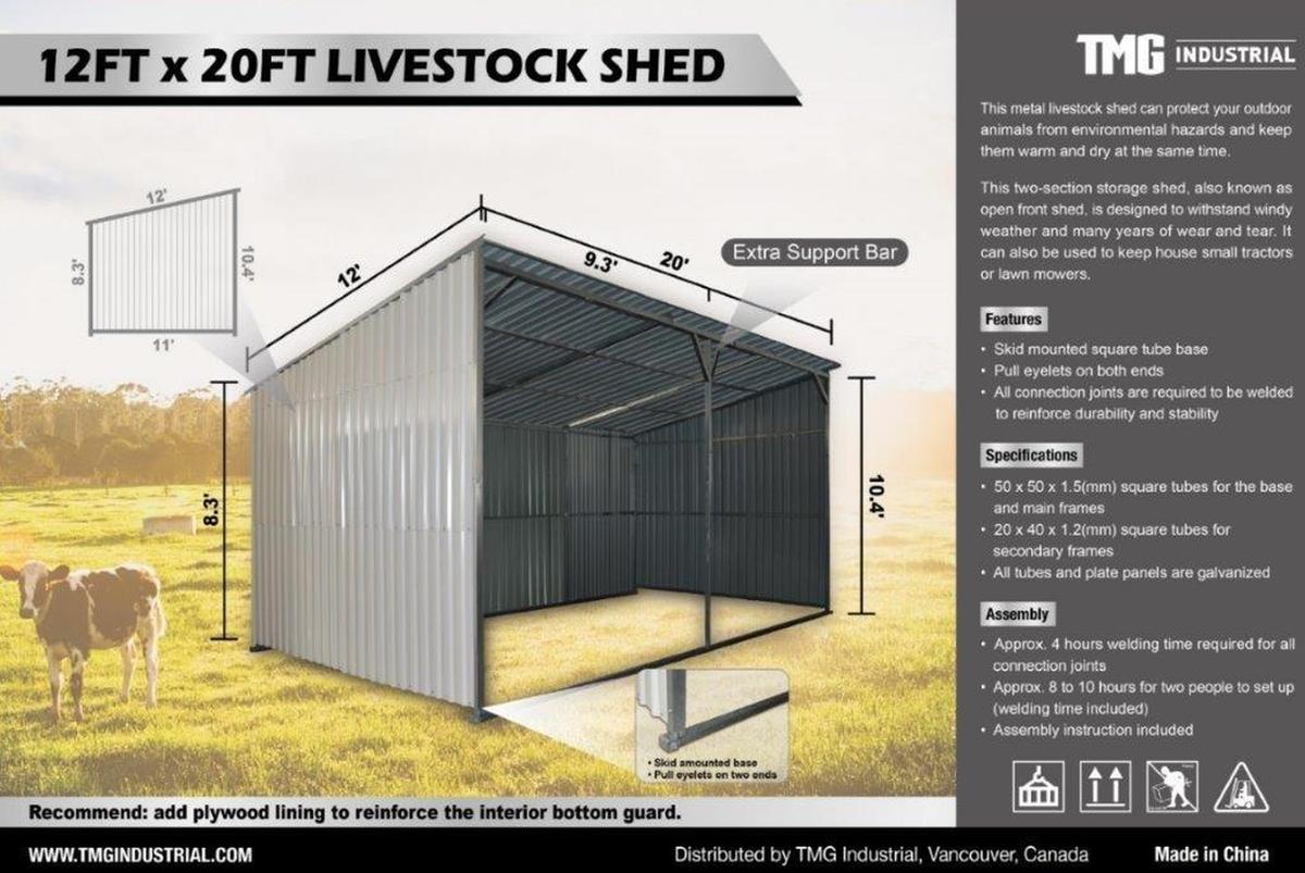 Metal Livestock Shed 1220L New