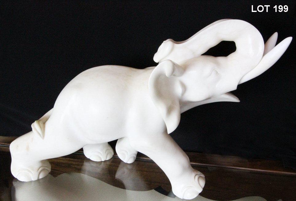 36 LB. 14" X 22" CARVED ALABASTER ELEPHANT