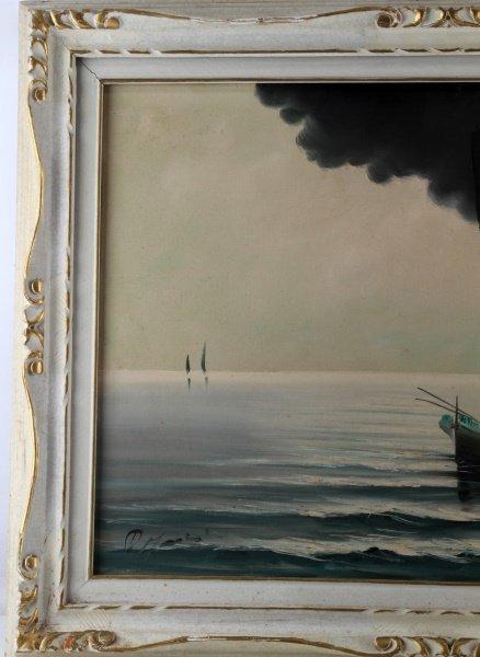 VINTAGE NAUTICAL SEASCAPE OIL ON CANVAS PAINTING