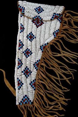 AUTHENTIC SIOUX INDIAN LEATHER BEADED GUN HOLSTER