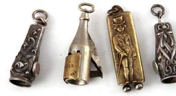 COLLECTION OF 6 ANTIQUE CHEROOT CUTTERS SILVER