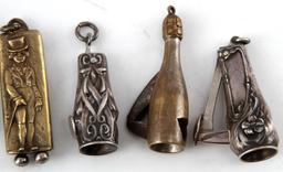 COLLECTION OF 6 ANTIQUE CHEROOT CUTTERS SILVER