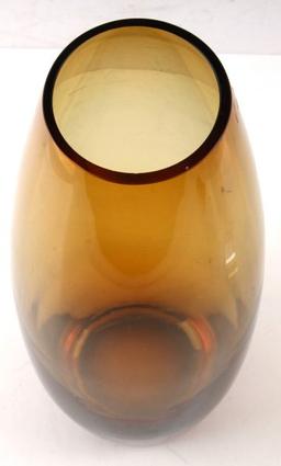 VENETIAN MURANO AMBER GLASS VASE SIGNED