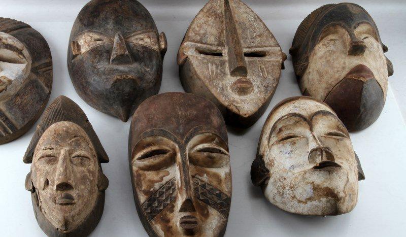 AFRICAN FOLK ART WOODEN MASK COLLECTION LOT OF 7