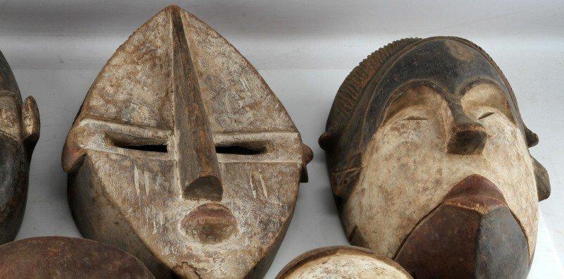AFRICAN FOLK ART WOODEN MASK COLLECTION LOT OF 7