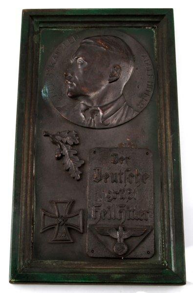 WWII GERMAN THIRD REICH ADOLF HITLER WALL PLAQUE