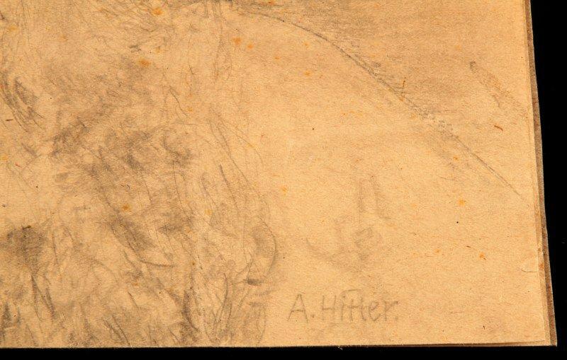 ADOLF HITLER SIGNED PENCIL SKETCH PORTRAIT W COA