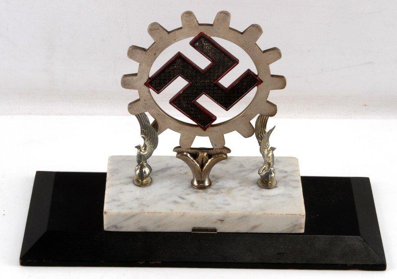 WWII GERMAN THIRD REICH COGGED SWASTIKA  DESK ITEM