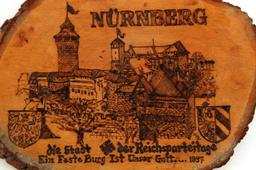 GERMAN THIRD REICH NURNBERG WOOD BURNT PLAQUE