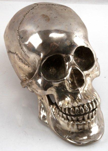 WHITE METAL OVER BRONZE TOTENKOPF SKULL VINTAGE