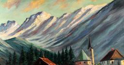 RENE PIERRE FRENCH ALPS OIL ON CANVAS PAINTING