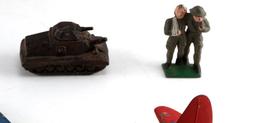 WWI WWII MILITARY ANTIQUE TOY LOT TANK PLANE MEN