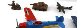 WWI WWII MILITARY ANTIQUE TOY LOT TANK PLANE MEN