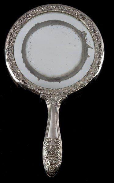 ANTIQUE SILVER COLOR CONTINENTAL HAND MIRROR