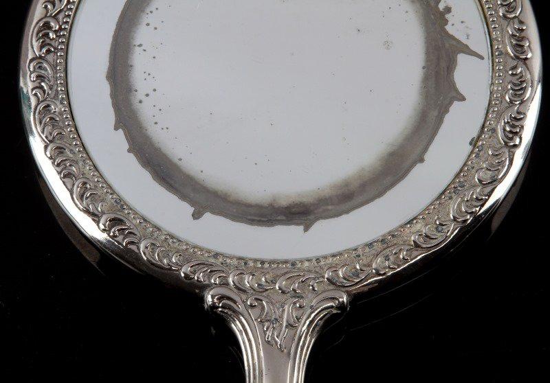 ANTIQUE SILVER COLOR CONTINENTAL HAND MIRROR