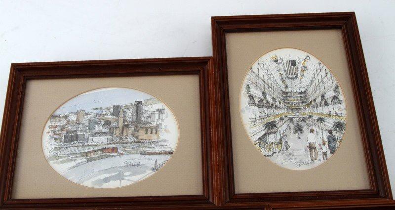 LOT OF 4 FRAMED SIGNED WATERCOLOR PRINTS BY STRUNA