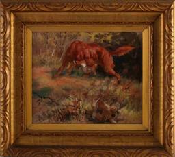 EDMUND OSTHAUS IRISH SETTER HUNTING DOG PAINTING