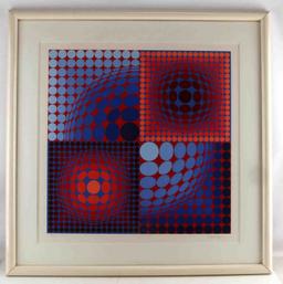 MID CENTURY OPTICAL ART SERIGRAPH VICTOR VASARELY