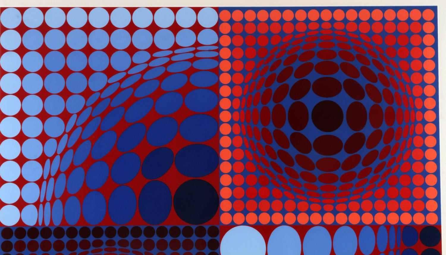 MID CENTURY OPTICAL ART SERIGRAPH VICTOR VASARELY