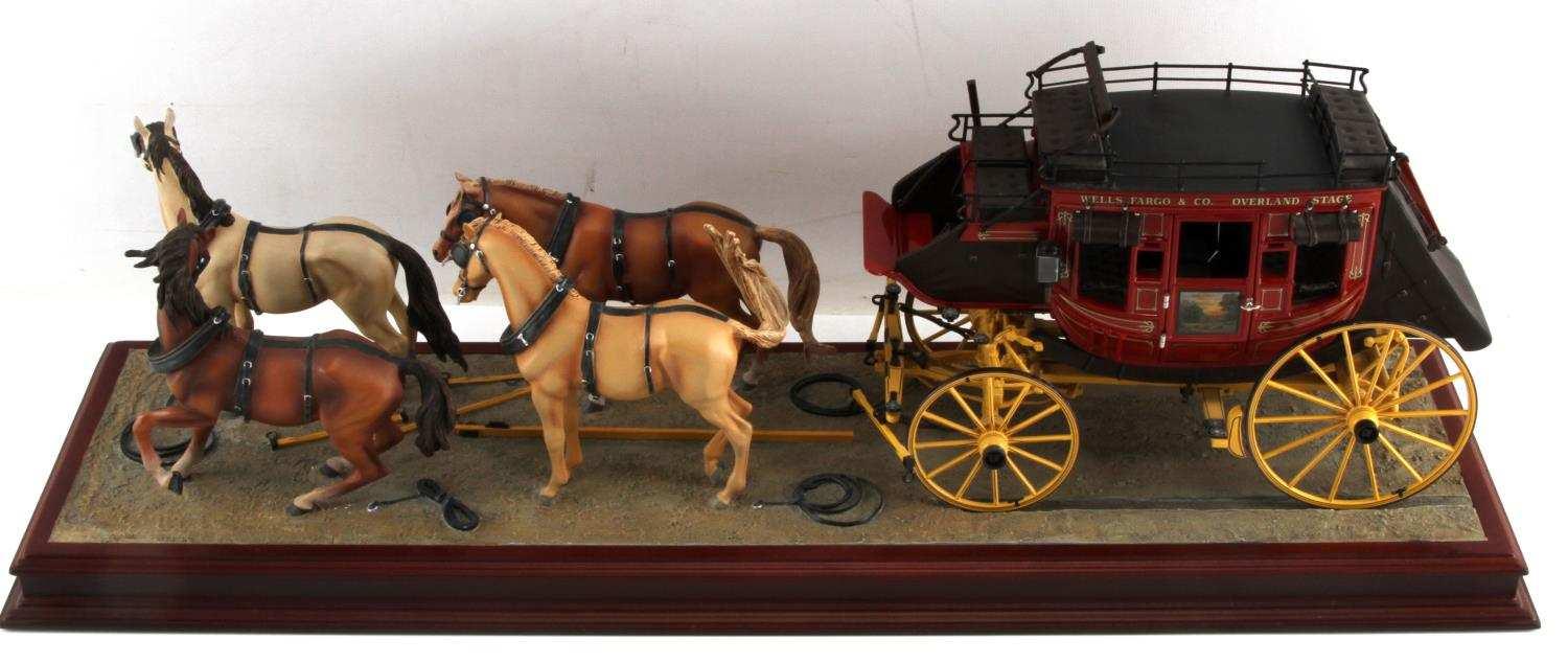 FRANKLIN MINT WELLS FARGO STAGE COACH WITH HORSES