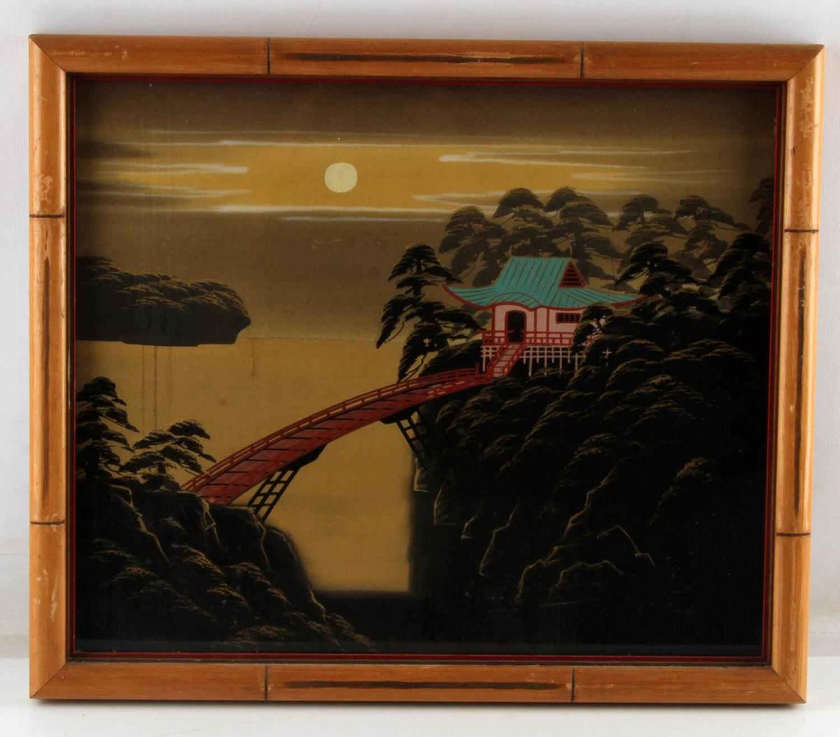 VINTAGE JAPANESE SILK LANDSCAPE PAINTING