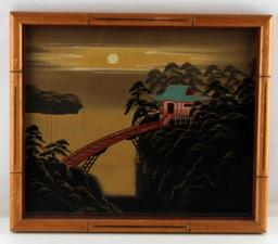 VINTAGE JAPANESE SILK LANDSCAPE PAINTING